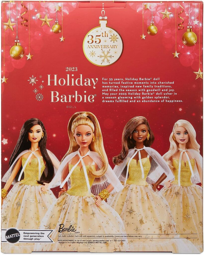 2023 Holiday Barbie Doll, Seasonal Collector Gift, Barbie Signature, Golden Gown and Displayable Packaging, Light Brown Hair