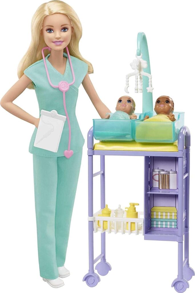 Barbie Careers Doll  Playset, Baby Doctor Theme with Blonde Fashion Doll, 2 Baby Dolls, Furniture  Accessories