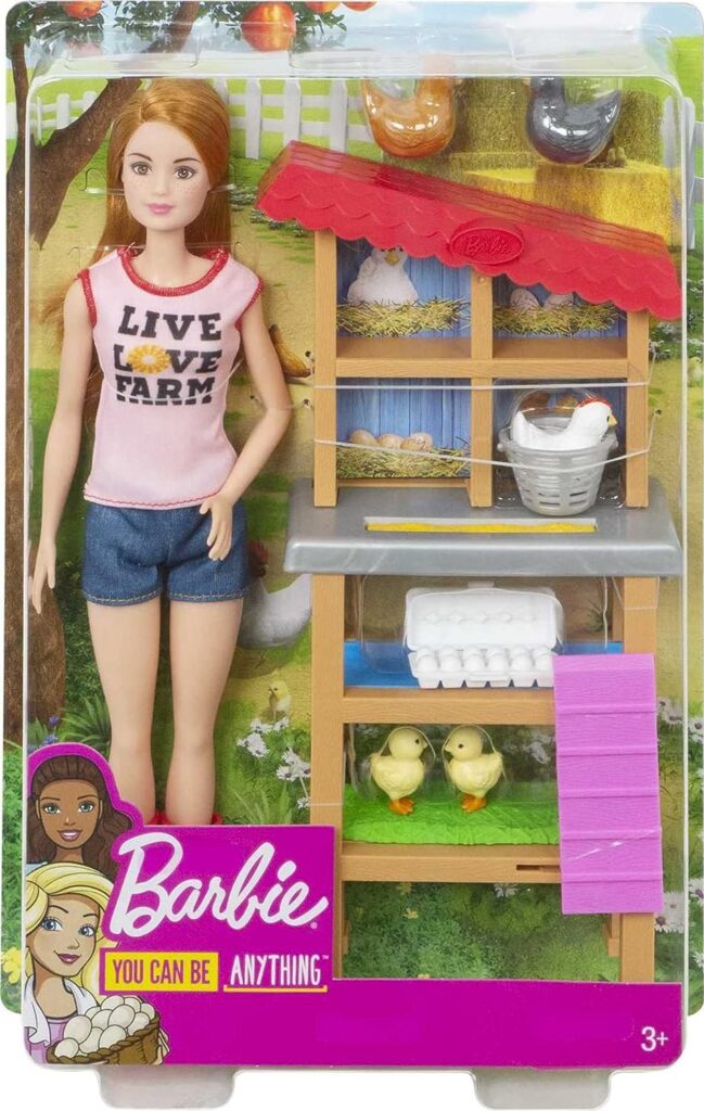 Barbie Chicken Farmer Doll, Red-Haired, and Playset with Henhouse, 3 Chickens, 2 Chicks and More, Career-Themed Toy for 3 to 7 Year Olds (Amazon Exclusive)