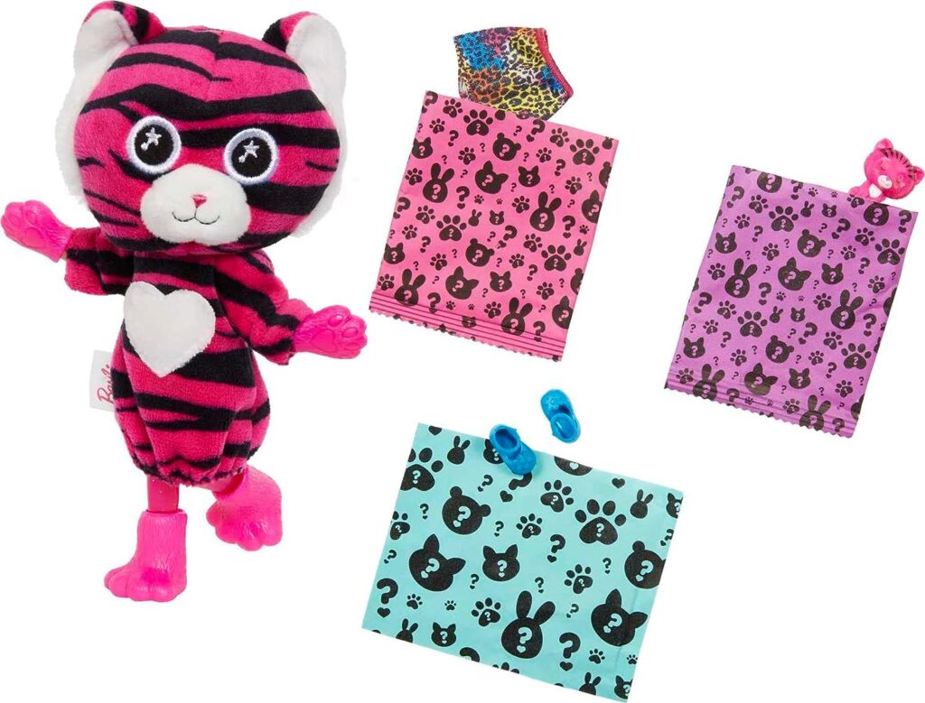 Barbie Cutie Reveal Chelsea Small Doll, Jungle Series Tiger Plush Costume, 7 Surprises Including Mini Pet  Color Change