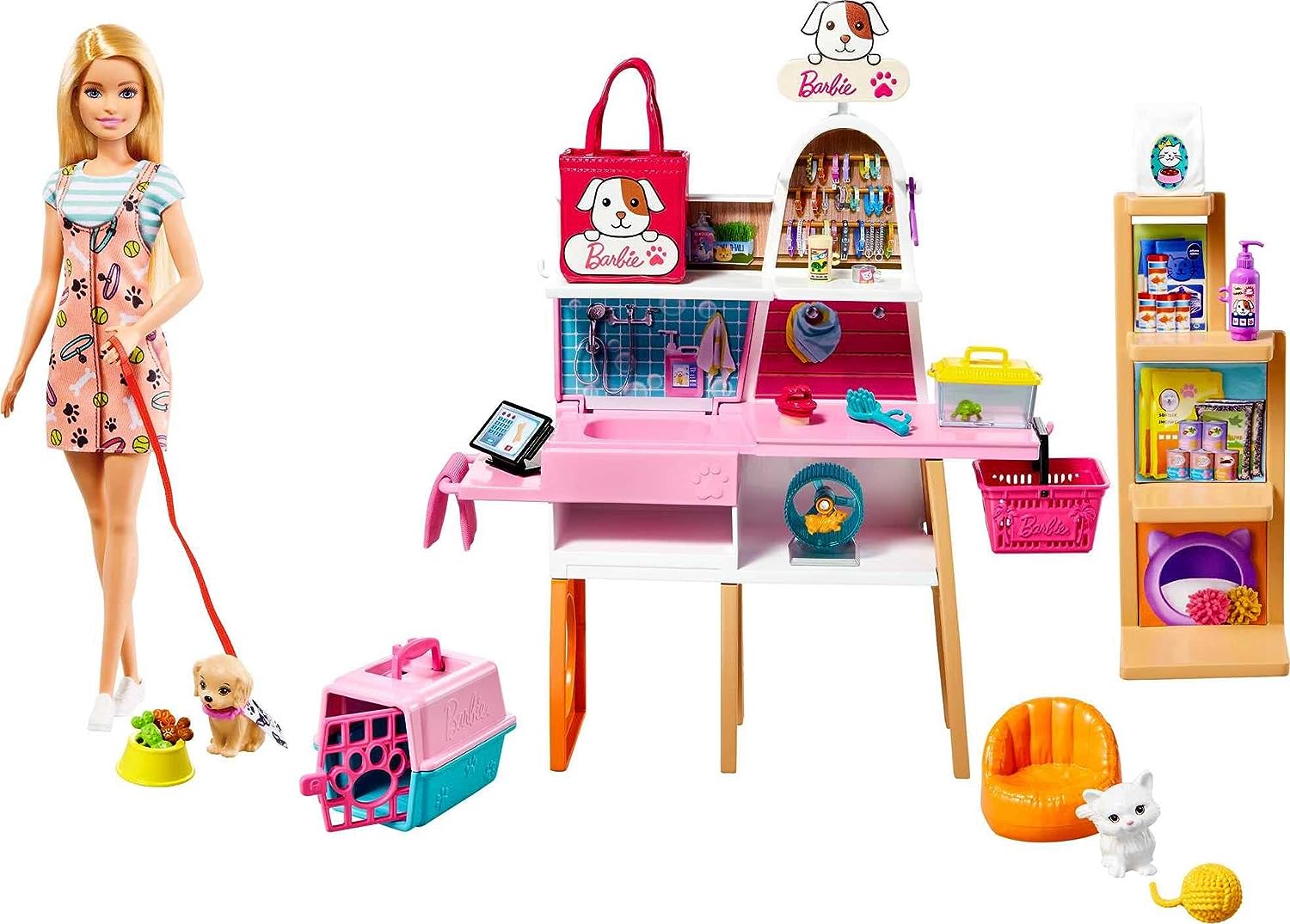 Barbie Doll and Playset, Pet Boutique with 4 Pets, Color-Change Grooming Feature and 20+ Themed Accessories Review