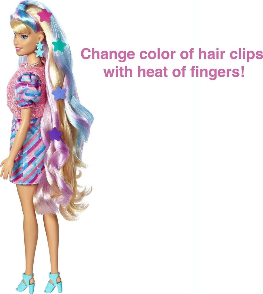 Barbie Totally Hair Doll, Star-Themed with 8.5-Inch Fantasy Hair  15 Styling Accessories (8 with Color-Change Feature)