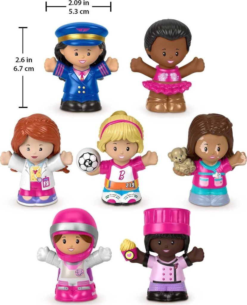 Little People Barbie Toddler Toys, You Can Be Anything Figure Pack, 7 Characters for Pretend Play Ages 18+ Months