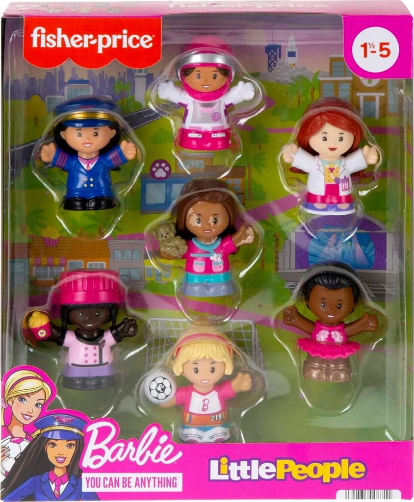 Little People Barbie Toddler Toys, You Can Be Anything Figure Pack, 7 Characters for Pretend Play Ages 18+ Months