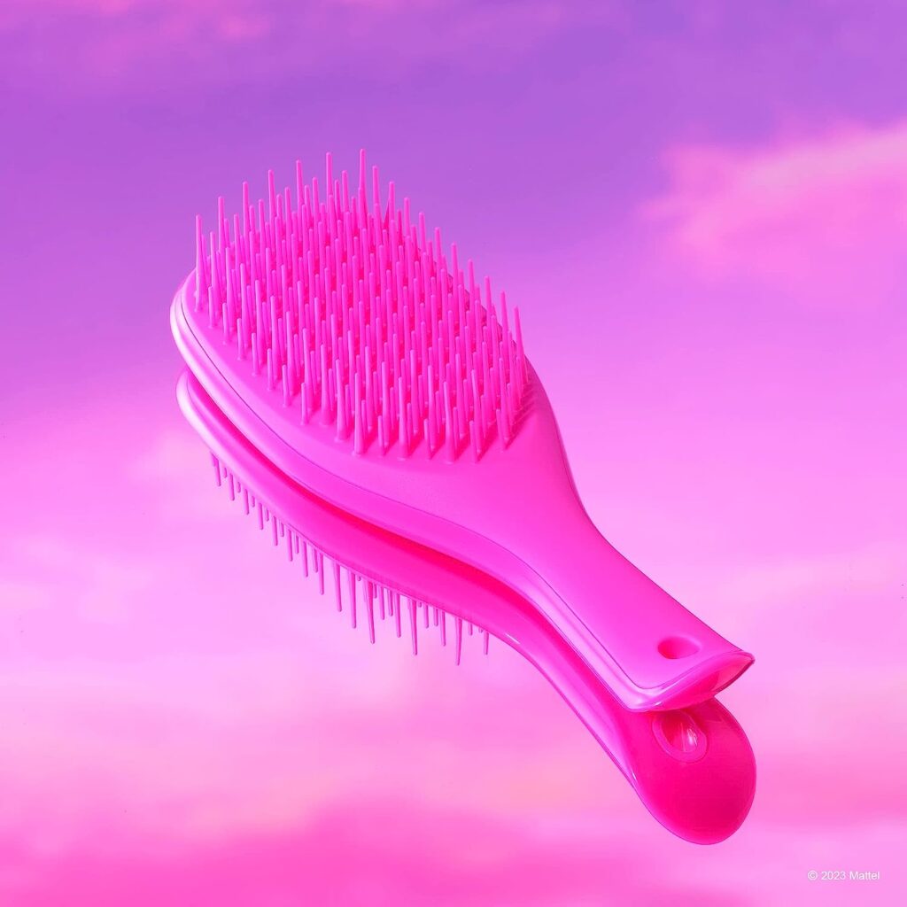 Tangle Teezer x Barbie The Mini Ultimate Detangling Brush, Dry and Wet Hair Brush Detangler for Traveling and Small Hands, Totally Pink